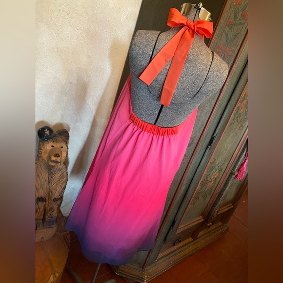 Multicolored chiffon halter dress - Picture 2 of 4